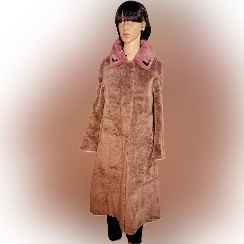 NWT Vintage Boutique Shearling Lamb Fur Coat with Mink Collar Size M - Picture 4 of 14